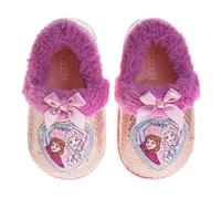 Disney Frozen Elsa and Anna Girls Indoor Slippers | Lightweight Warm Plush Slippers