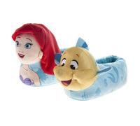 Disney Frozen Elsa and Anna Girls Plush Slippers Non-Slip Comfy Fluffy Lightweight Warm Comfy Soft Indoor Slippers (Toddler/Little Kid), Ariel Flounder 3d Plush, 9-10 Toddler