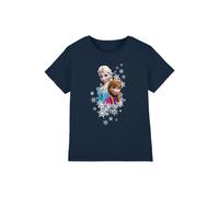 Disney Frozen Elsa & Anna Snowflake Portrait kids t-shirt in Navy | Size: 5-6 Years Disney Navy 5-6 Years