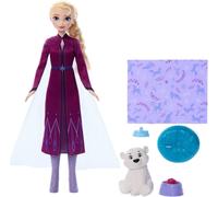 Mattel Disney Frozen Elsa Fashion Doll & Bear Cub Figure with 4 Accessories Including Animal Bed & Blanket, Inspired by Animals of Arendelle, JFG16