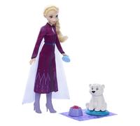 Mattel Disney Frozen Elsa Fashion Doll & Bear Cub Figure with 4 Accessories Including Animal Bed & Blanket, Inspired by Animals of Arendelle, JFG16