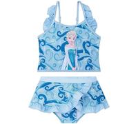 Disney Frozen Elsa Girls Bikini Set 3-8 Yrs, 2-Piece Swimming Costume, Adjustable Strap Kids Bathing Swim Suit & Swimweare Swimsuit (3-4 Years, Blue Frozen)