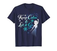 Disney Frozen Elsa Keep Calm & Let It Go T-Shirt, Men, Navy Blue, Medium