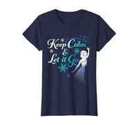 Disney Frozen Elsa Keep Calm & Let It Go T-Shirt, Women, Navy Blue, Medium