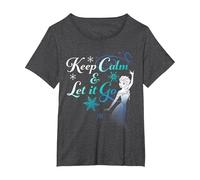 Disney Frozen Elsa Keep Calm & Let It Go T-Shirt, Women's Plus, Dark Heather Grey, 2X