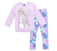 Disney Frozen Elsa Toddler Girls Pullover French Terry Sweatshirt & Leggings Purple 5T