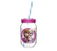 Disney Frozen FZND-Q120 Mason Jar Tumbler with Screw-on Lid and Straw Canning, Plastic, Multicolor
