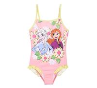 Disney Frozen Girls Floral Print Swimsuit Frozen Bikini Elsa and Anna Motif Kids One Piece Swimsuit, pink, 6 Years