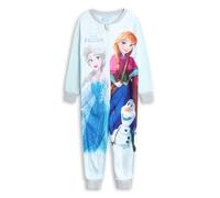 Disney Frozen Girls Light Blue Onesie | Zip-Up Microfleece Sleepwear with Elsa, Anna & Olaf | Comfortable Loungewear for Bedtime | Kids Nightwear for Home Merch - 4-5 Years