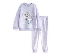 Disney Frozen Girls Light Purple Long Sleeve Long Leg Pyjama Set | Elsa Think Magic Be Magic Sleepwear | Snowflake Pattern Velour Fleece | Classic Movie Theme Kids Nightwear - 5-6 Years