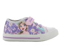 Disney Frozen Girls Purple Canvas Floral Velcro Glitter Detail Trainers, blue, 9 UK