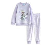 Disney Frozen Girls Light Purple Long Sleeve Long Leg Pyjama Set | Elsa Think Magic Be Magic Sleepwear | Snowflake Pattern Velour Fleece | Classic Movie Theme Kids Nightwear - 7-8 Years