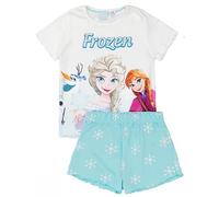 Disney Frozen Girls Pyjama Set in Blue | Kids T-Shirt and Shorts Complete Pajamas | Frosty Adventure PJ Nightwear Bundle | Comfortable Loungewear Gift for Children | Warm & Cosy Princess Sleepwear