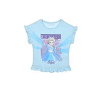 Disney Frozen Girls Soft Cotton Short Sleeve T-Shirt with Sequins 'Ice Magic' Sizes 4 to 8 Years, blue, 6 Years