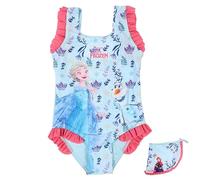 Disney Frozen Girls' Swimming Costume with Swimming Trunks, The Gabby Bikini Elsa and Anna Motif Children's 2-Piece Swimsuit Set Size 98-128, turquoise, 122 cm-128 cm