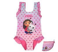 Disney Frozen Girls' Swimming Costume with Swimming Trunks, The Gabby Bikini Elsa and Anna Motif Children's 2-Piece Swimsuit Set Size 98-128, pink, 122 cm-128 cm