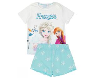 Disney Frozen GirlsBlue Elsa, Anna, Olaf Gradient Print Colour Short Sleeve Short Leg Pyjama Set - 3-4 Years