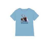 Disney Frozen Group Photo With Elsa, Anna, Kristoff, Sven & Olaf kids t-shirt in Light Blue | Size: 3-4 Years Disney Light Blue 3-4 Years