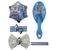 Disney Frozen Hair Accessories for Girls Snowflake-Shaped Pack Complete with 7 Pieces Brush Hairpins Elastic Clips