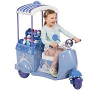 Disney Frozen Ice Cream Cart Motorized Battery Ride-On Moped Toy Bike for Girls with Ice Cream Play Set, Blue