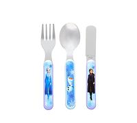 Disney Frozen II 3 Piece Cutlery Set - Metal, Reusable Children's Knife, Fork & Spoon, Kids-Size, Made from Food-Safe Stainless Steel & ABS Plastic - with Elsa, Anna & Olaf - for 36 Months & Up