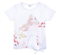 Disney Frozen Kids Girls Short Sleeve T-Shirt Featuring Elsa, Ages 4-8 Years (UK, Age, 6 Years, Regular, White)