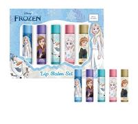 Disney Frozen Lip Balm Set for Kids - 5-Pack Flavored Lip Balms (Sugar, Grape, Bubble Gum, Strawberry, Vanilla) - Featuring Elsa, Anna & Olaf - Moisturizing Lip Care Gift Set for Girls, Stocking Stuff