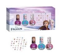 Disney Frozen Nail Art Set for Girls - Complete Nail Decoration Kit with 3 Nail Polishes (Sky Blue, Neon Pink, Bright Pink), Nail Stickers, - Best Gift for Kids Aged 3+