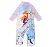 Disney Frozen Official Girl's Swimsuit, One Piece Swimming Costume Sun Suit Featuring Anna and Elsa, Age 2-8 Years
