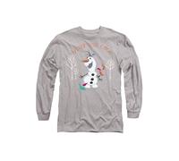 Disney Frozen Olaf Never Too Cool Long Sleeve T-Shirt, Athletic Heather In Light Grey Light Grey