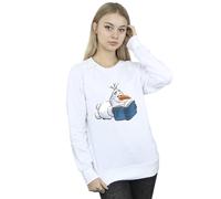 (S, White) Disney Womens/Ladies Frozen Olaf Reading Sweatshirt