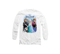 Disney Frozen Poster With Elsa, Anna, Kristoff & Olaf Long Sleeve T-Shirt, White | Size: Small Disney White S