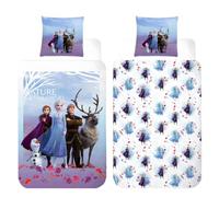 Disney Frozen Reversible Bedding Set | Single Size Duvet Cover 140×200 cm + Pillowcase 50×70 cm | 100% Cotton | Soft Breathable Children's Bed Linen Set | Official Disney Elsa & Anna Single Bed Set