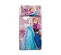 Disney Frozen Single Bed Sheet Single Bed Set, Top Sheet, Fitted Sheet, Pillowcase, Pink, 100% Cotton, Official Product