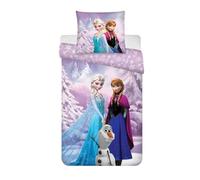 Disney Frozen Single Size Bedlinen Set | Duvet Cover 140x200 cm + Pillowcase 60x65 cm, 100% Cotton | Disney Princess Elsa Anna Olaf Bedding for Kids | Girls Children’s Reversible Bedding Set