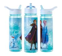Disney Frozen Sparkle Water Bottle Flip Up Straw 600ml - Official Merchandi