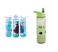 Disney Frozen Sparkle Water Bottle Flip Up Straw 600ml Star Wars Mandalori