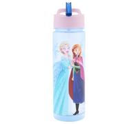 Disney Frozen Sparkle Water Bottle with Straw - Reusable Kids 600ml in PP - Official Merchandise by Polar Gear - BPA Free & Recyclable Plastic - for School Nursery Sports Picnic, Multi Colour