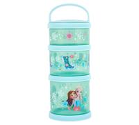 Disney Frozen Stackable Snack Containers, 3 Piece Set with Anna, Elsa and Olaf Characters, Turquoise, BPA Free, Top Rack Dishwasher Safe