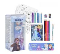 Disney Frozen Stationery Colouring Set - Pencil Case, Colouring Pages, Colour Pencils, Markers, Notepad, Pen, HB Pencils, Eraser & Sharpener, Creative Art & School Supplies Gift Set for Girls