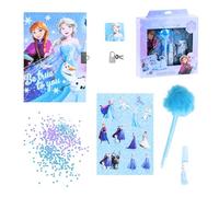 Disney Frozen Stationery Set, Includes 1 Pom-Pom Pen, Sequins, Stickers, Notebook, Lock and Keys, Gift Set for Girls