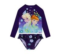 Disney Frozen Swimming Costume, Elsa and Anna Girls Swimming Costume, Long Sleeve Girls Swimsuit, Blue 8-9 Years