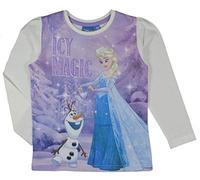 Disney Frozen T Shirt Long Sleeved Cotton Girls Kids (UK, Age, 6 Years, 7 Years, Regular, Cream)