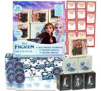 Disney Frozen Valentine's Day Classroom Gift Exchange Set - Bundle with 20 Treat Boxes with Stickers, Tattoos, Stampers for Valentines Classroom Party