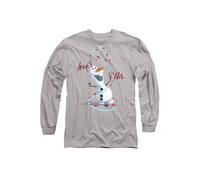 Disney Frozen Valentine's Day Love Is In The Air With Olaf Long Sleeve T-Shirt, Athletic Heather in Light Grey | Size: Medium Disney Light Grey M