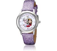Disney Frozen Watch for Girls 4-7 - Princess Featuring Character Dial - Great Gift for Kids - Silver Bezel and Sparkling Purple Leather Strap - Buy and GET 1 Free Mystery Watch