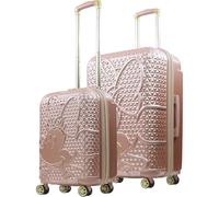 Disney FUL Minnie Mouse 2 Piece Rolling Luggage, Gold | Hardside Suitcase with Spinner Wheels, 22 and 30 Inch, Rose