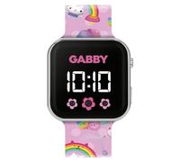 Disney Gabby's Dollhouse LED Quartz Pink Rainbow Silicone Strap Watch