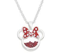 Disney Geburtsstein für Damen und Mädchen, Schmuck Minnie Maus, versilbert, Shaker-Anhänger, 45,7 + 5,1 cm Verlängerung