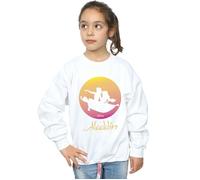 Disney Girl's Aladdin Flying Sunset Sweatshirt in White | Size: 12-13 Years Disney White 12-13 Years